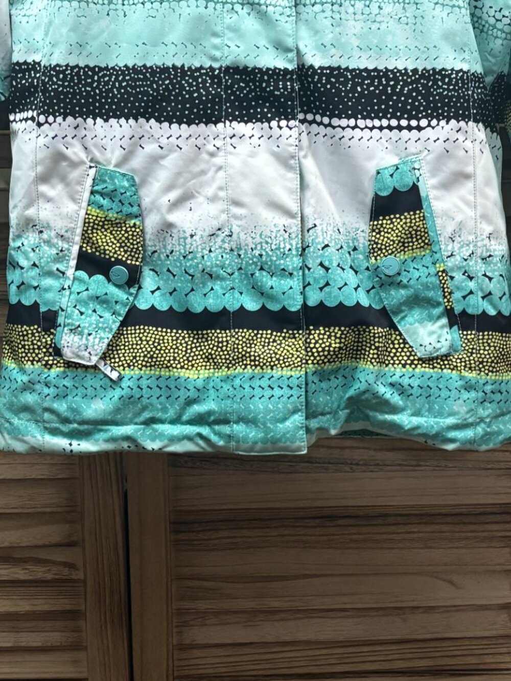 Roxy Jetty Girl Ski Snowboard Jacket Teal Striped Waterproof Size 12 L - Picture 6 of 14